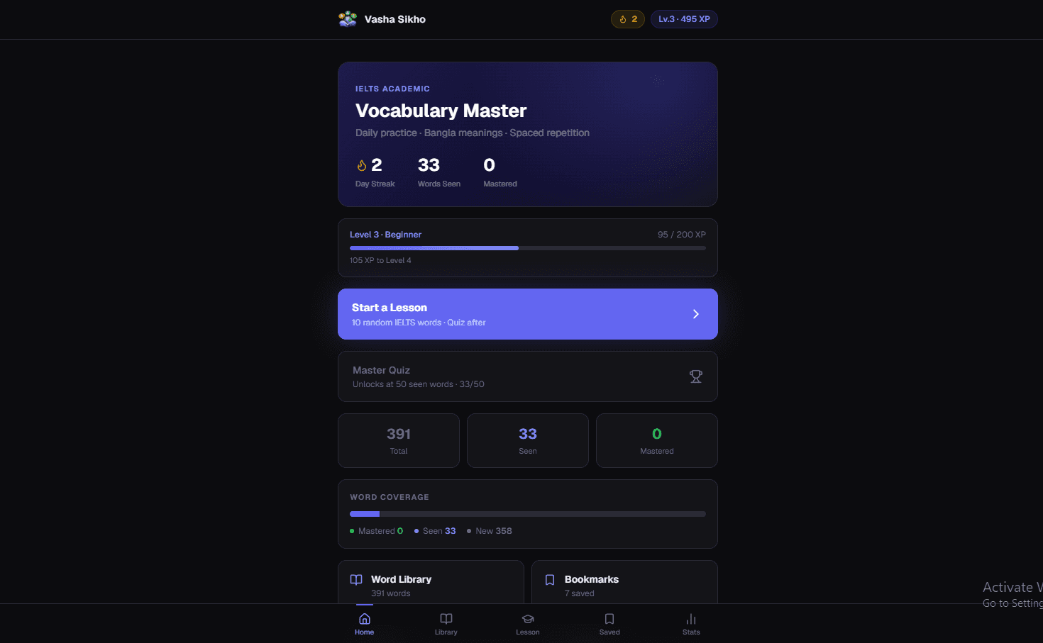 Vasha Sikho – IELTS Vocabulary App